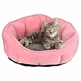 Queta Cuccia per cani, cuccia per cani e gatti, in peluche, morbida, 46 x 46 x 23 cm (rosa)