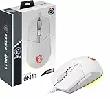 MSI CLUTCH GM11 BIANCO - Gaming Mouse - Sensore ottico da 5000 DPI, simmetrico, 10M+ Click OMRON Switch, 6 pulsanti, 1ms di latenza, RGB Mystic Light, 89g - Cablato