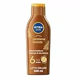 NIVEA SUN Latte Solare Carotene Bronze FP 6 200 ml, Crema solare abbronzante con protezione per una pelle dorata, Crema abbronzante arricchita con carotene e vitamina E