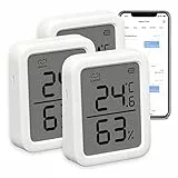SwitchBot │ Termometro e igrometro per interni, confezione da 3, sensore di temperatura interna e umidità con avviso intelligente e archiviazione dati per 68 giorni, termometro Bluetooth 3”