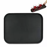 Relaxdays Vassoio Antiscivolo, Set 2, Rettangolare LxP 46x35 cm, da Portata, Servizio Ristorante, Bar, Cucina Casa, Nero
