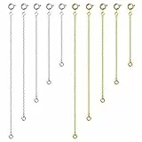 Naler 10pcs estensore della catena, 2/3/4/5/6 inches Acciaio inossidabile Collana di braccialetti Extender Chain with Slingshot Buckle Gioielli per catene di sicurezza, Placcato oro/Placcato argento