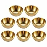 UPKOCH 8 ciotole per sushi, in acciaio inox, rotonde, mini ciotole per salse, piccole ciotole, per servire spezie, salse, salse, per ketchup, snack, finger food dorato