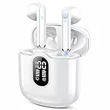 Aptkdoe Cuffie Bluetooth, 2023 Mini Auricolari Bluetooth 5.3 HiFi Stereo con HD MIC, 30 Ore di Riproduzione Auricolari Wireless, Cuffie Senza Fili IPX7 Impermeabile, USB-C Bianco