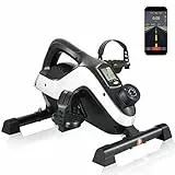 Pedali statici portatili Profun Mini pedali per cyclette Dispositivo per esercizi a casa 8 velocità, display LCD, allenamento per braccia e gambe, dimensioni compatte (Nero+APP)