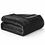 EHEYCIGA Coperta in Pile Coperta di flanella Nero 150x200 cm Coperta Divano in Microfibra Morbida Accogliente Leggera Coperta da Letto Di Lusso