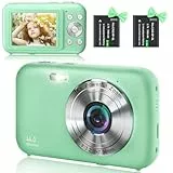 Fotocamera Digitale Compatte 1080P 44MP FHD Macchina Fotografica Digitale,Fotocamera Digitali con 2,5 Pollici LCD Schermo Zoom Digitale 16X,Ricaricabile Vlogging Fotocamera per Bambini, Adulti(Verde)