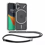 kwmobile Custodia Compatibile con Nothing Phone (1) Cover - Back Case in Silicone TPU - Protezione Smartphone con Cordino - Trasparente/Nero