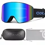 Odoland Kit di Maschera da Sci con Scatola, Maschera Snowboard Cilindrici Ampia Vista Anti-Nebbia Protezione UV, Occhiali da Sci per Uomo e Donna, BL