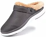 Hsyooes Pantofole Donna Inverno Zoccoli Uomo Sabot Leggero Ciabatte Peluche Cotone Scarpe da Casa Inverno Pantofole da Casa Antiscivolo Clogs All'aperto Grigio scuro A 38EU