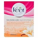 Veet Cera Depilatoria Orientale a Caldo, 250 ml di Cera e 12 Strisce Rriutilizzabili
