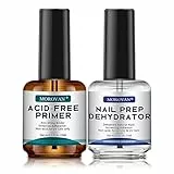 Morovan Nail Prep Primer Unghie - 2Pcs Primer Unghie Semipermanentee Disidratato Naturale Nail Prep Unghie 15ml Lunga Durata Kit Nail Prep e Primer Unghie UV LED Professionale per Smalto Unghie Gel