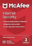McAfee Internet Security 2022 | 3 dispositivi | Software di Protezione Antivirus e Sicurezza Internet | Windows/Mac/Android/iOS | Abbonamento di 1 anno | Via posta