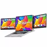 Il monitor portatile per computer portatile, 2x 13,3' Full HD opaco Display 60hz antiriflesso in alluminio nero, doppio monitor triplo scorrevole estensore, singola spina USB per Windows, Mac, Android