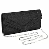 UBORSE Borsetta da Sera Donna Pochette Elegante Clutch Piccolo con Catena, Semplice ma Brillante, Borsa a Tracolla per Cocktail Festa Ballo Cerimonia (Nero-Type4)