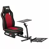 SUBSONIC Sedile a secchiello di simulazione DPZ con supporto per volante e pedale - Cockpit di simulazione di guida per volante PS5, Xbox Serie X/S, PS4, Xbox One e PC, rosso