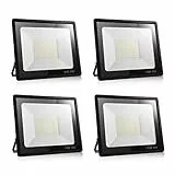 ELEING 4 * 100W Faretto LED da Esterno, 8000LM Faro da Esterni, Bianco Caldo 3000K Proiettore Faretti Ip66 Impermeabile Luce, LED Fari Illuminazione Per Parcheggio, Ingresso, Magazzino, Giardino
