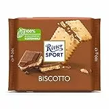 Ritter Sport Biscotto, Tavoletta Cioccolato Al Latte Ripiena Con Crema Al Cacao e Biscotto Al Burro, Cacao 100% Certificato Sostenibile, 100 g