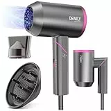 Phon Capelli Asciugacapelli Professionale con Diffusore - phon Professionale Ionico da Viaggio， 3 Temperature，Diffusore e Concentratore，Manico Pieghevole， 1800W Asciugacapelli, Fono Capelli