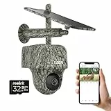 KEEN Telecamera Sim 4G da Esterno con Pannello Solare, 4MP Telecamera Batteria + 32G SD Card, 360° PTZ Fototrappola Infrarossi Invisibili, Audio a 2 Vie, Rilevamento Animali, LED IR 940nm, Ranger PT