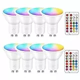 iLC LED Lampadine Faretto GU10 colorate Cambiare colore Lampadina RGB Bianco Dimmerabile Caldo 2700K Equivalenti a 40 W - 5 Watt RGBW Colori - Telecomando Incluso (Confezione da 8)