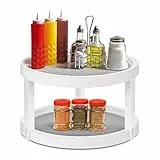 Kasimir Organizer Cucina a 2 Livelli, Portaspezie Girevole in plastica priva di BPA, Porta spezie Pratico per Cucina Bagno e Superficie di Lavoro - 20 kg caricabili, Ø25 x 15cm, Bianco