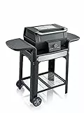 SEVERIN SEVO GTS Barbecue elettrico con coperchio e base per interni ed esterni, Griglia elettrica con avvio rapido fino a 500 °C, Grill elettrico 3000W, acciaio inox/nero, PG 8107