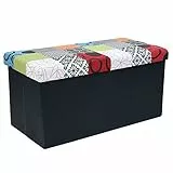 HOME DECO FACTORY HD6507 Cassapanca Patchwork Seduta Pieghevole, Ingresso, Soggiorno, Camera da Letto, Sala da Pranzo, mobile-76 x 38 x 38 cm, Poliestere Legno, Multicolore, 76 x 38 x 38