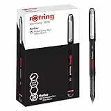 rOtring Penna roller | punta ad ago (0,5 mm) Rollerpoint per una scrittura precisa, inchiostro nero | 12 pezzi