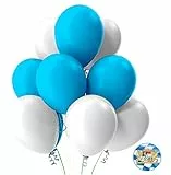 50x palloncini Oktoberfest Ø 35 cm bianchi e blu misti come decorazione Oktoberfest, Canstatter WASN (50x palloncini)