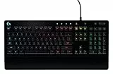 Logitech G213 Prodigy Tastiera Gaming Cablata, LIGHTSYNC RGB, Tasti Retroilluminati, Resistente agli Schizzi, Tasti Personalizzabili, Controlli Dedicati Multimediali, QWERTY US Layout, Nero