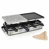 Princess Raclette Pietre e Alluminio Deluxe 8, 1400 W, Inossidabile, Acciaio Inox Spazzolato