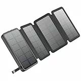 A ADDTOP 25000mAh Caricabatterie Solare - Power Bank Solare con 4 Pannelli Solari Caricatore Portatile Batteria Esterna con 3 Porte per Smartphone, Tablet