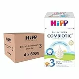 HiPP - Latte 3 Combiotic Crescita, Latte in Polvere, Indicato per Bambini dal 1° Anno d'Età, 4 Confezioni da 600 gr