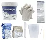 Algaplay Michelangelo Kit per Calco Mani Set completo con alginato, gesso e caraffa graduata per scultura 3D. Idea regalo per coppie, amici e famiglia. Prodotto in Italia. (KIT L 2 MANI)