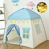 Tenda da gioco per bambini con luci stellate, tenda da gioco per bambini, per interni ed esterni, giocattolo di compleanno, regalo di Natale (blu)