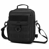 UBORSE Borsa a Tracolla Tattica Militare Impermeabile Uomo, Zaino Monospalla Caccia Grande Capacità, Borsa Petto Uomo con Sistema Molle per Campeggio Escursionismo Ciclismo Viaggio Trekking, Nero