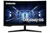 Samsung Monitor Gaming Odyssey G5 (C27G55), Curvo (1000R), 27', 2560x1440 (WQHD 2K), HDR10, VA, 144Hz, 1ms (MPRT), FreeSync Premium, HDMI, DP, Ingresso Audio, Eye Saver Mode, Flicker Free