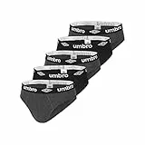 UMBRO Slip Uomo Cotone 100%, Intimo Uomo, ipoallergenica, comoda e perfetta vestibilità, set di 5, Nero, Grigio, Taglie M