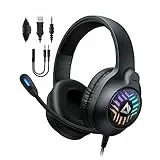 m MU, Cuffie Gaming, Cuffie Con Filo, Memory Foam Morbido, Driver A Doppia Camera, Jack Audio 3.5 MM, Microfono Con Cancellazione Rumore, Perfetto Per Musica, Pc, Ps4, Ps5, Xbox, Multicolore
