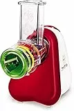 Moulinex DJ755G10 Fresh Express Plus Affettatutto Grattugia Elettrico, 5 Funzioni di Taglio, 200 W, 1 L, 1 Decibel, Plastica, Rosso