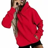 Coolsterster Felpa con Cappuccio Tinta Unita, Donna Felpa per Autunno Inverno Pullover Manica Lunga Calda Cappotto Giacca Felpa Donna Sweatshirt Hoodies Regalo di San Valentino,2-Rosso,XXL