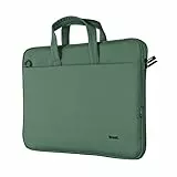 Trust Bologna Slim Eco Borsa per Laptop fino a 16', Borsa per Laptop Sostenibile in Plastica Riciclata, con Tracolla, Custodia per Viaggio, Lavoro, Ufficio, Scuola - Verde