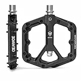 GEWAGE Pedali per mountain bike, pedali in fibra di nylon antiscivolo MTB, pedali per bicicletta da 9/16', pedali a piattaforma piatta leggeri e larghi (Nero)
