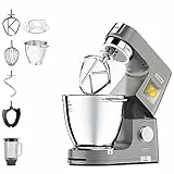 Kenwood KWL90.034SI Impastatrice Planetaria Titanium Chef Patissier XL con Ciotola EasyWarm da 7L, Bilancia integrata e Frullatore, Illuminazione in Ciotola, Argento