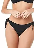 Goldenpoint Bikini Donna Costume Brasiliana con fiocchetti Tinta Unita, Nero, Taglia 3