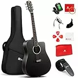 Vangoa 4/4 Chitarra Acustica Destro 41 pollici Principianti Adulti Cutaway Chitarra Folk Kits con 6 corde, Borsa, Capotasto, Accordatore, Battipenna, Plettro, Nero