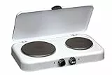 Ardes AR016BT Ornilla Fornello Elettrico Cucinetta 2 Piastre con Coperchio in Acciaio Smaltato 2500 W, Bianco