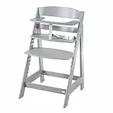 roba Seggiolone Evolutivo Sit Up Flex 2 in 1, Altezza Regolabile, dai 6 Mesi fino ai 70 kg, con Poggiapiedi, Robusto ed Ergonomico, Legno Laccato Grigio