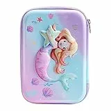 MoKo Astuccio Portapenne con Scomparti e Tasche con Motivo di Sirena, Astuccio Portapenne in EVA Impermeabile e Antiurto, Capienza Grande per Organizzare e Portare al Massimo 60 Penne, Rosa e Viola